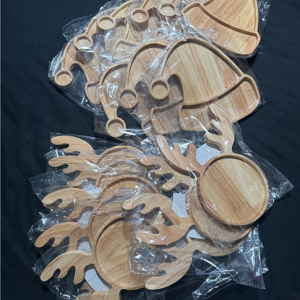 Wooden Reindeer Party Platter Set